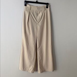 Beige Wide-Leg Trousers